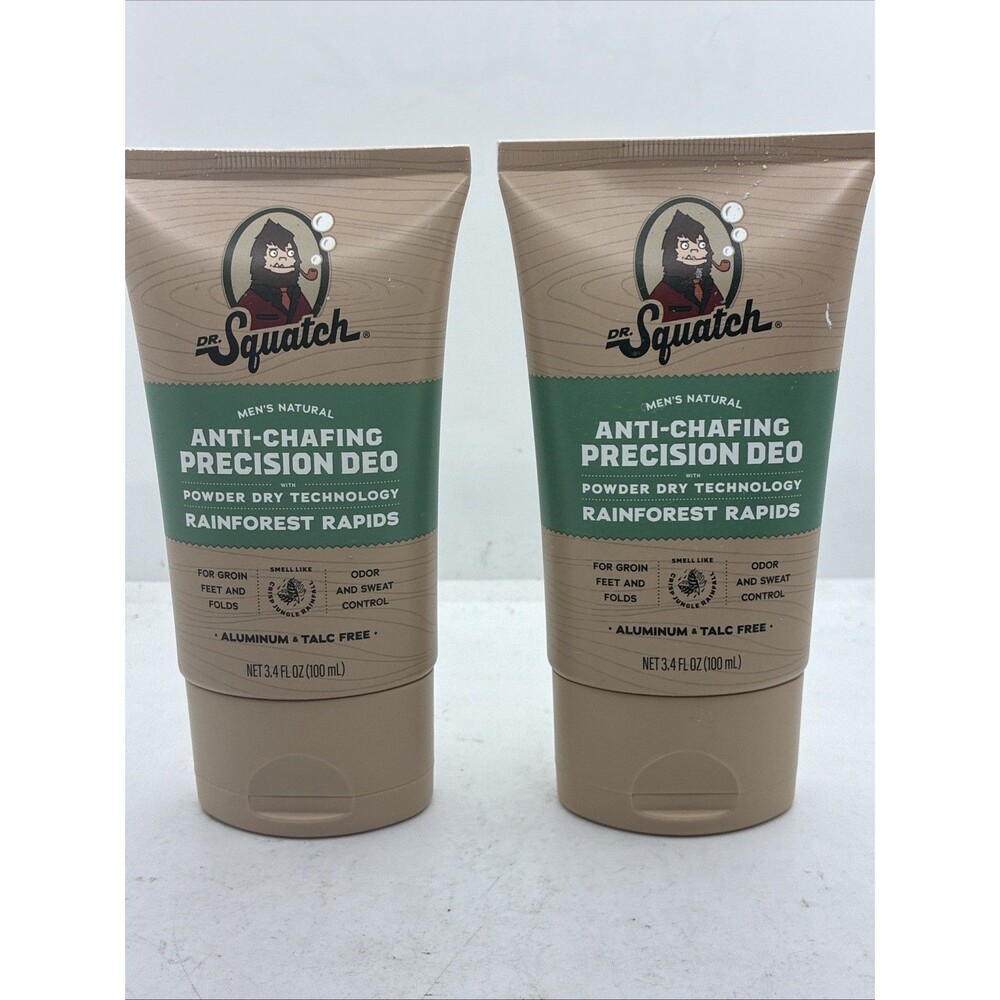 2 PACK Dr. Squatch Anti Chafing Precision Deo Deodorant Rainforest Rapids￼